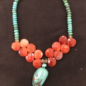 This gorgeous necklace is handmade with the prettiest turquoise stone